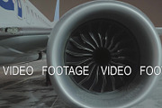 A closeup of an airplane engine
