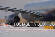 Passenger aircraft on a snowy runway