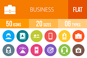 50 Business Flat Round Icons
