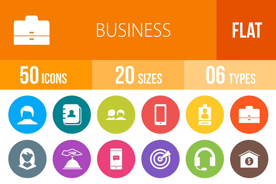 50 Business Flat Round Icons in Graphics - product preview 8