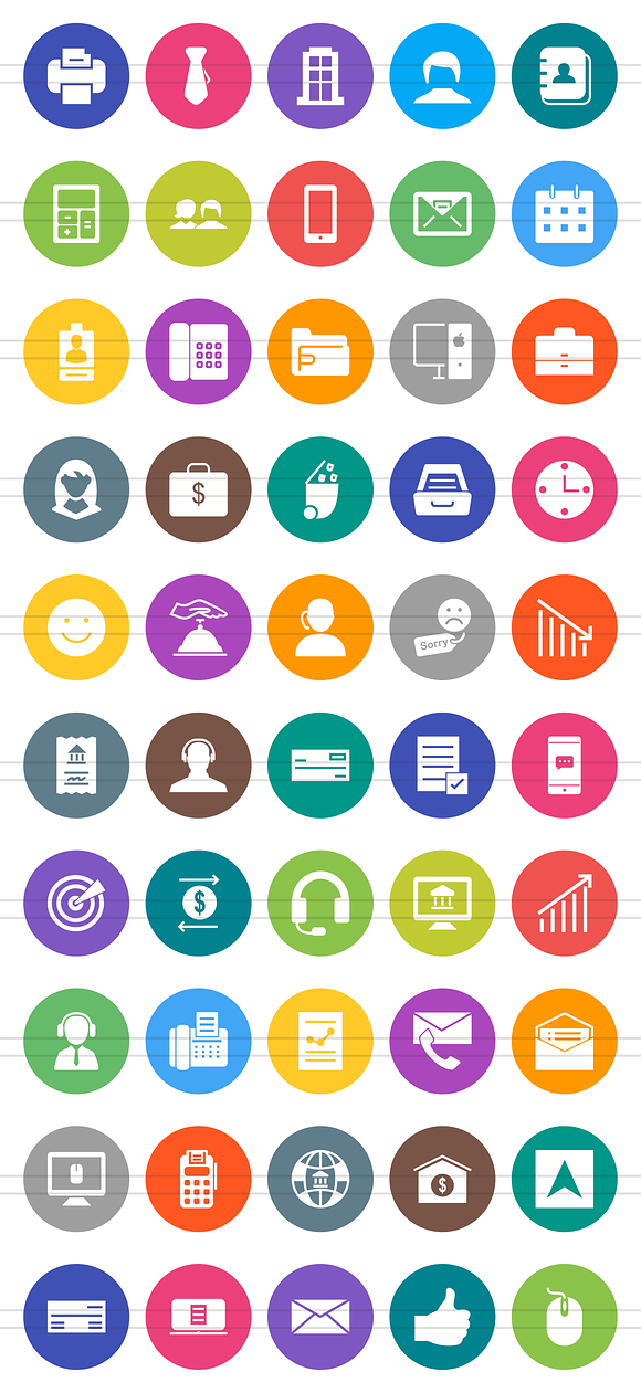 50 Business Flat Round Icons in Graphics - product preview 1