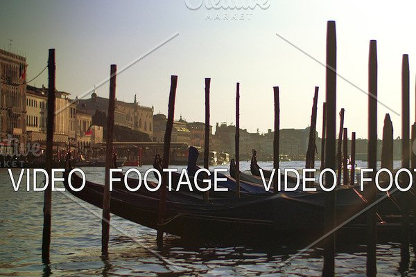 Gondola boats in Venice Italy in