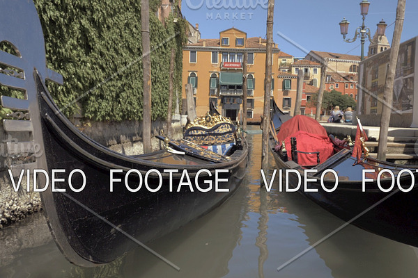 Two gondola boats in Venice Italy