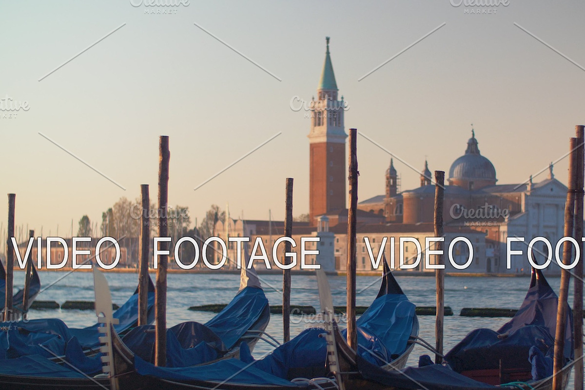 Covered gondola boats in Venice in Graphics - product preview 8