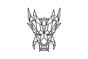Dragon Head Front Low Poly Black and
