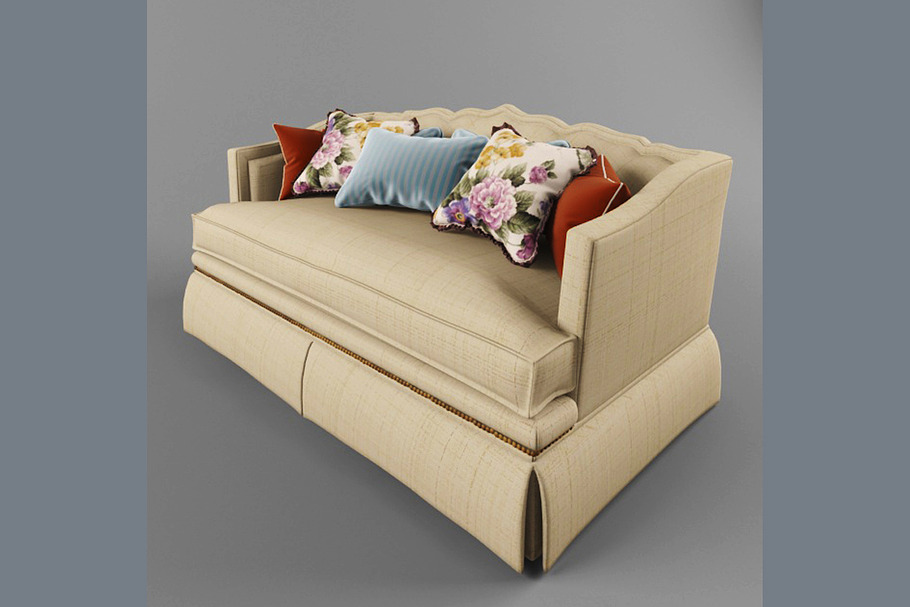 classic sofa with pillows in Furniture - product preview 8