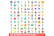 100 business startup icons set