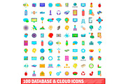 100 database and cloud icons set