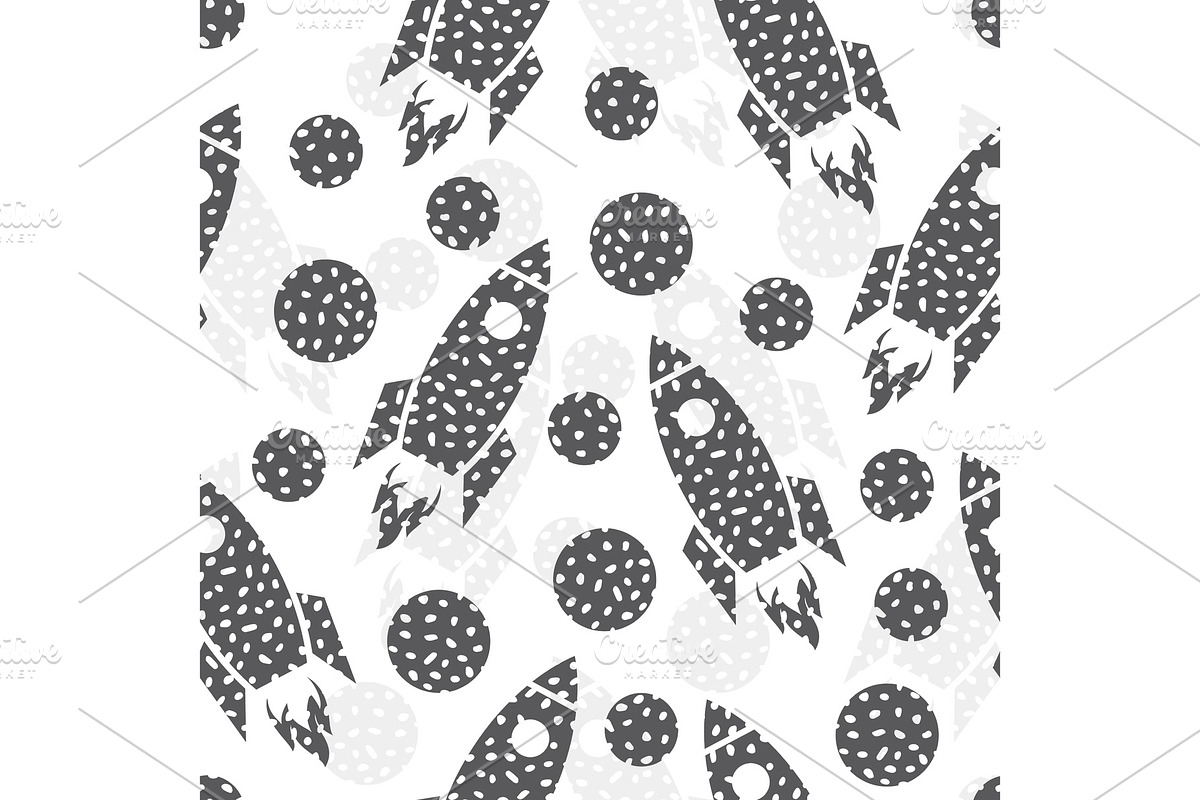 Seamless pattern with rocket in Illustrations - product preview 8