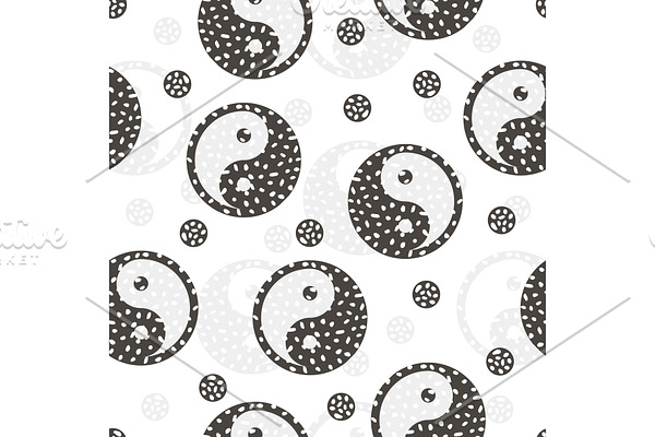 Seamless pattern with yin yang