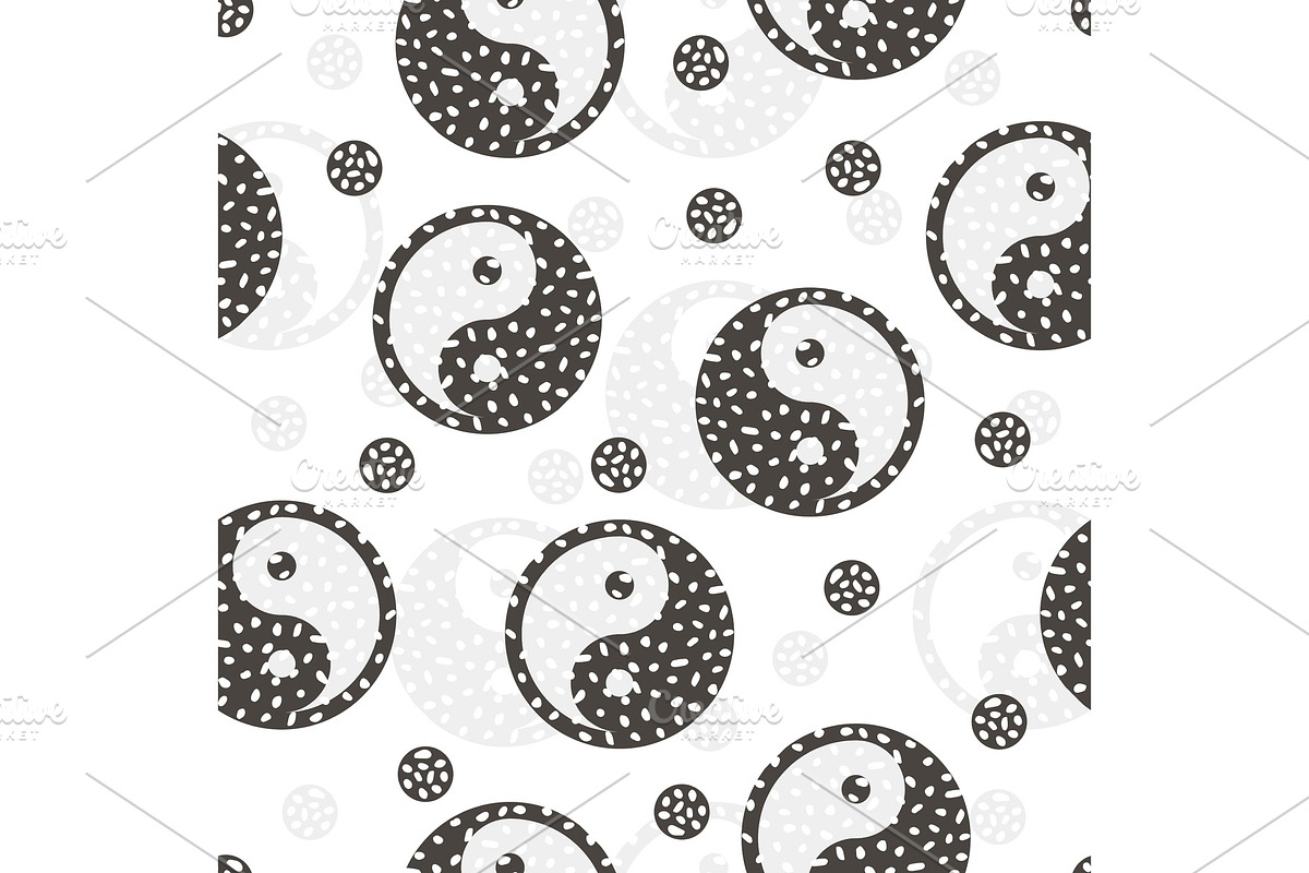 Seamless pattern with yin yang in Textures - product preview 8