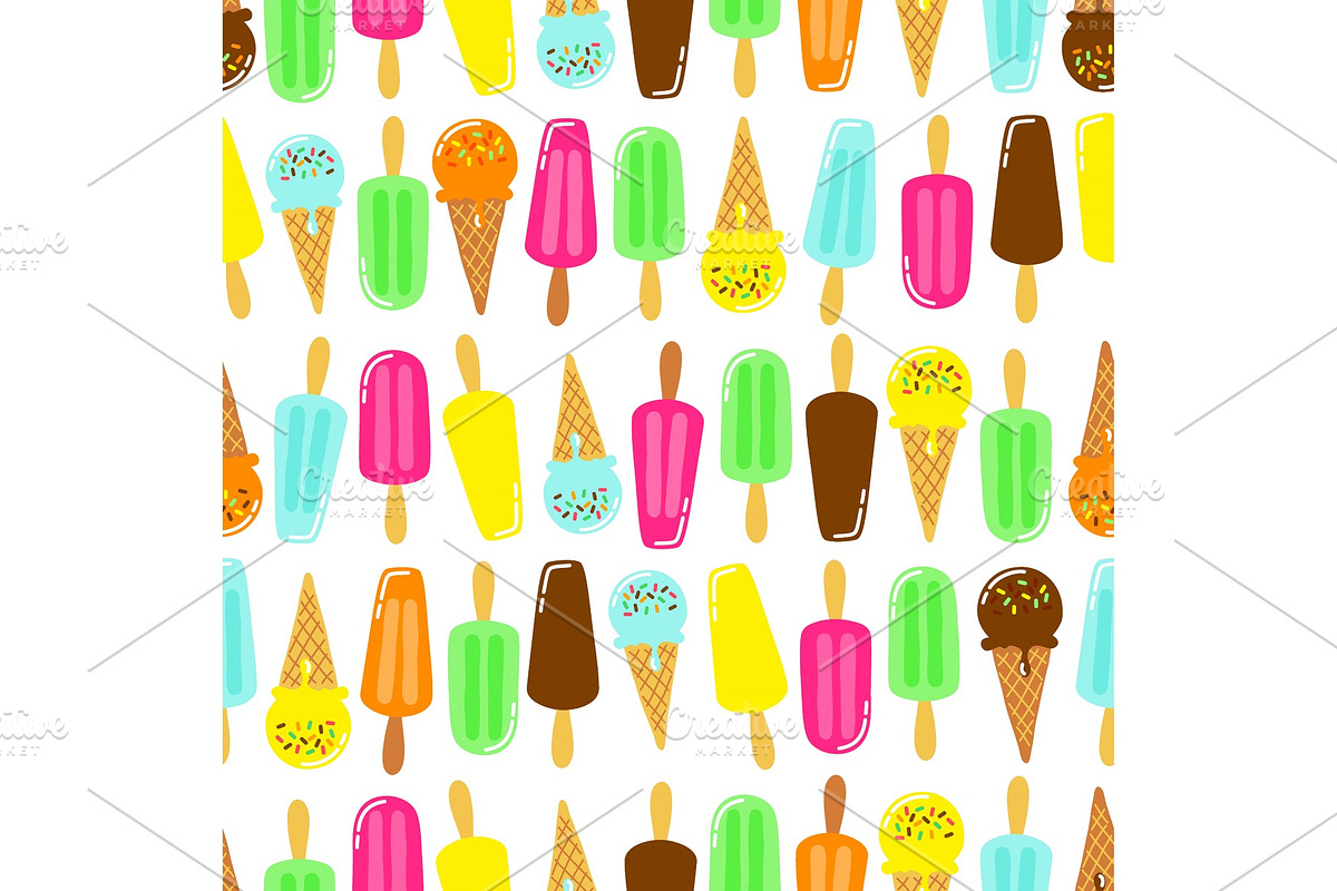 Cute Ice Cream collection seamless in Illustrations - product preview 8