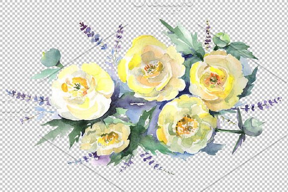 Bouquet of yellow flowers Watercolor in Illustrations - product preview 1