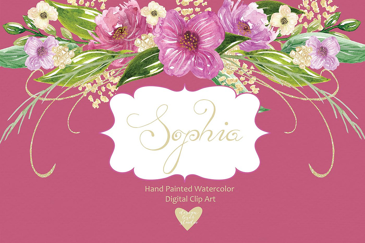 "Sophia" watercolor cliparts in Illustrations - product preview 8