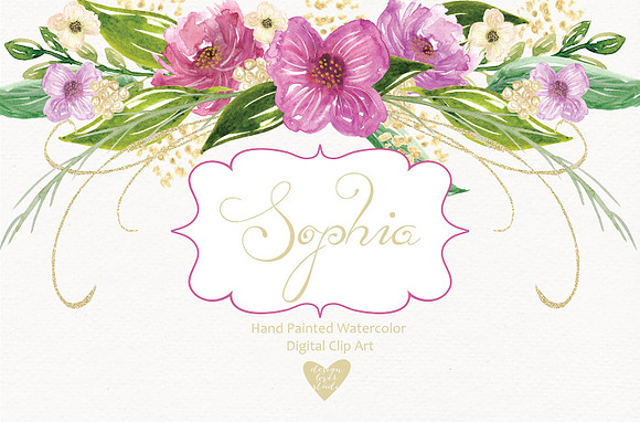 "Sophia" watercolor cliparts in Illustrations - product preview 1