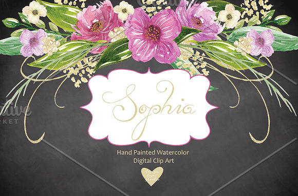 "Sophia" watercolor cliparts in Illustrations - product preview 2