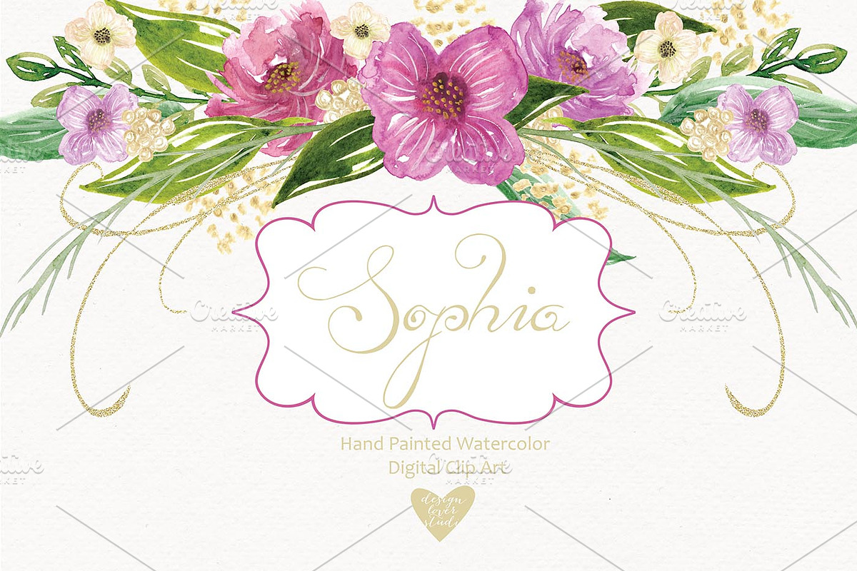 "Sophia" watercolor cliparts in Illustrations - product preview 8