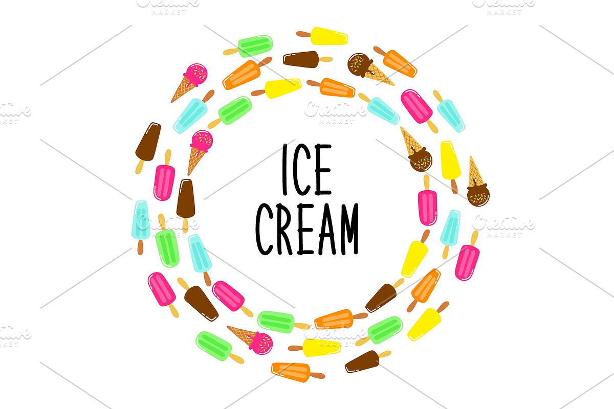 Cute Ice Cream collection frame in Illustrations - product preview 8