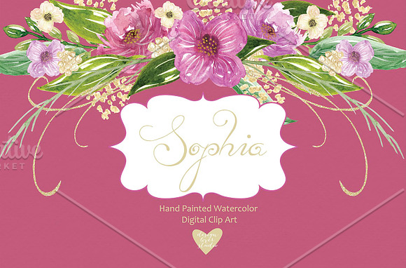 "Sophia" watercolor cliparts in Illustrations - product preview 2