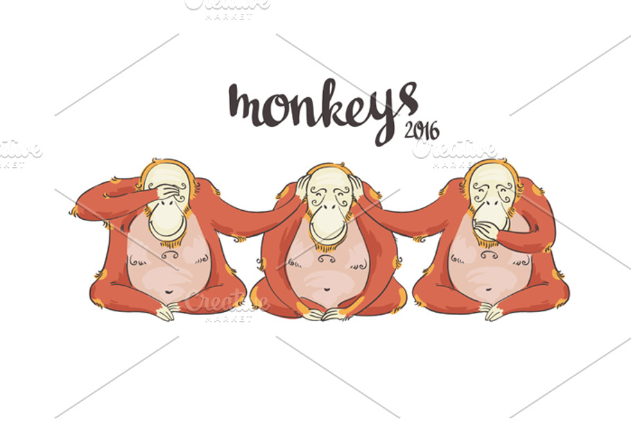 Symbol of 2016. Monkeys in Objects - product preview 8