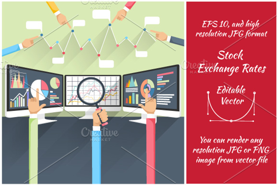 Stock Exchange Rates on Monitors in Illustrations - product preview 8
