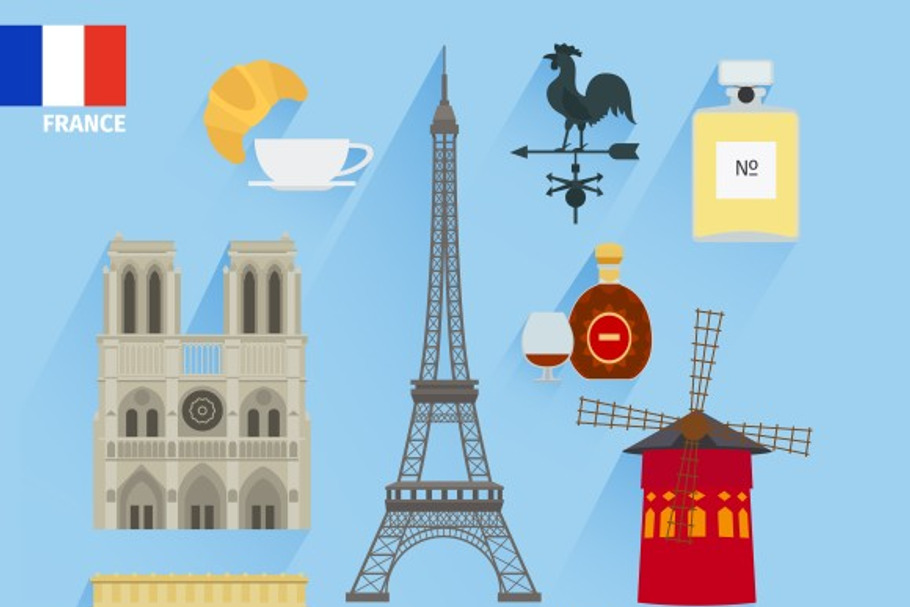 France flag and Paris landmarks in Graphics - product preview 8