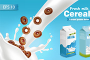 Milk and cereals mockup