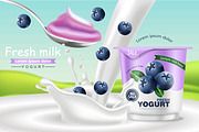 Blueberry yogurt mockup