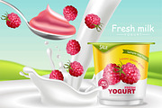 Raspberry yogurt mockup