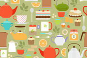 Tea pattern with teapots and cups
