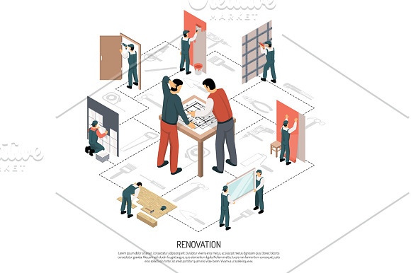 Aparments Renovation Isometric Set in Illustrations - product preview 2