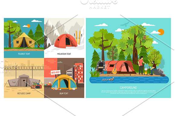 Camping Tents Set in Illustrations - product preview 1