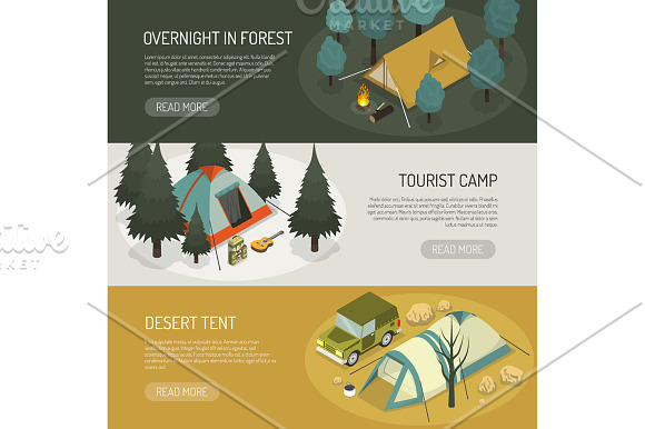 Camping Tents Set in Illustrations - product preview 2