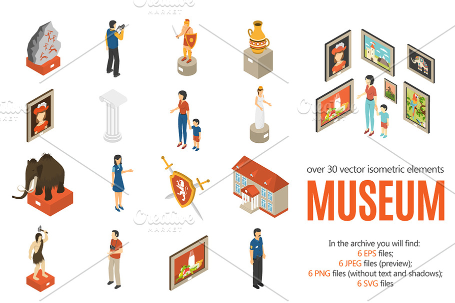 Museum Isometric Set in Illustrations - product preview 8