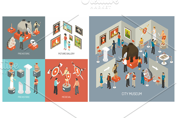 Museum Isometric Set in Illustrations - product preview 2