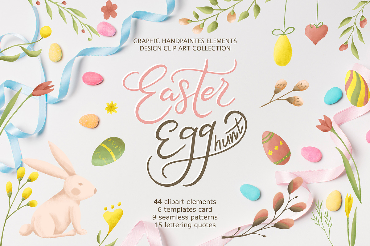 Easter egg-Graphic clipart+lettering in Illustrations - product preview 8