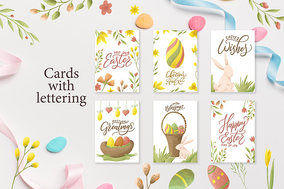 Easter egg-Graphic clipart+lettering in Illustrations - product preview 5