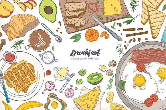 Breakfast backgrounds and banners in Illustrations - product preview 1