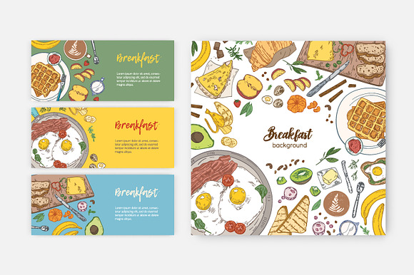 Breakfast backgrounds and banners in Illustrations - product preview 3