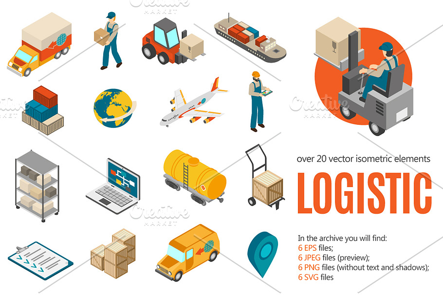 Logistic Isometric Set in Illustrations - product preview 8