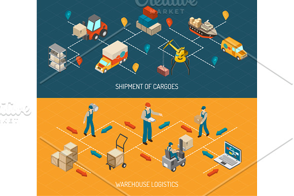 Logistic Isometric Set in Illustrations - product preview 1
