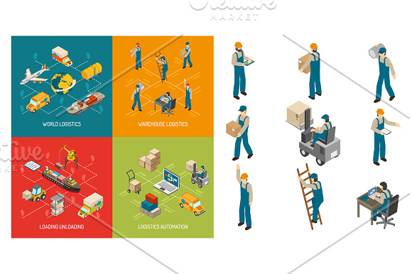 Logistic Isometric Set in Illustrations - product preview 2
