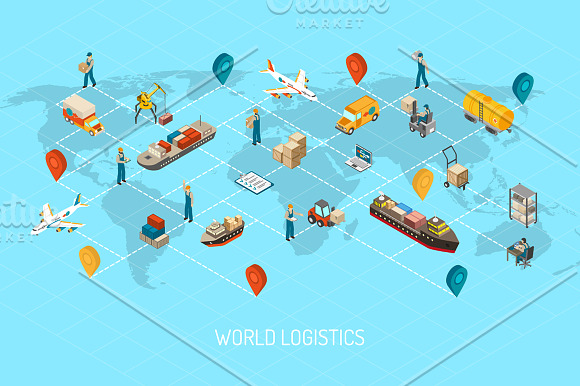 Logistic Isometric Set in Illustrations - product preview 3