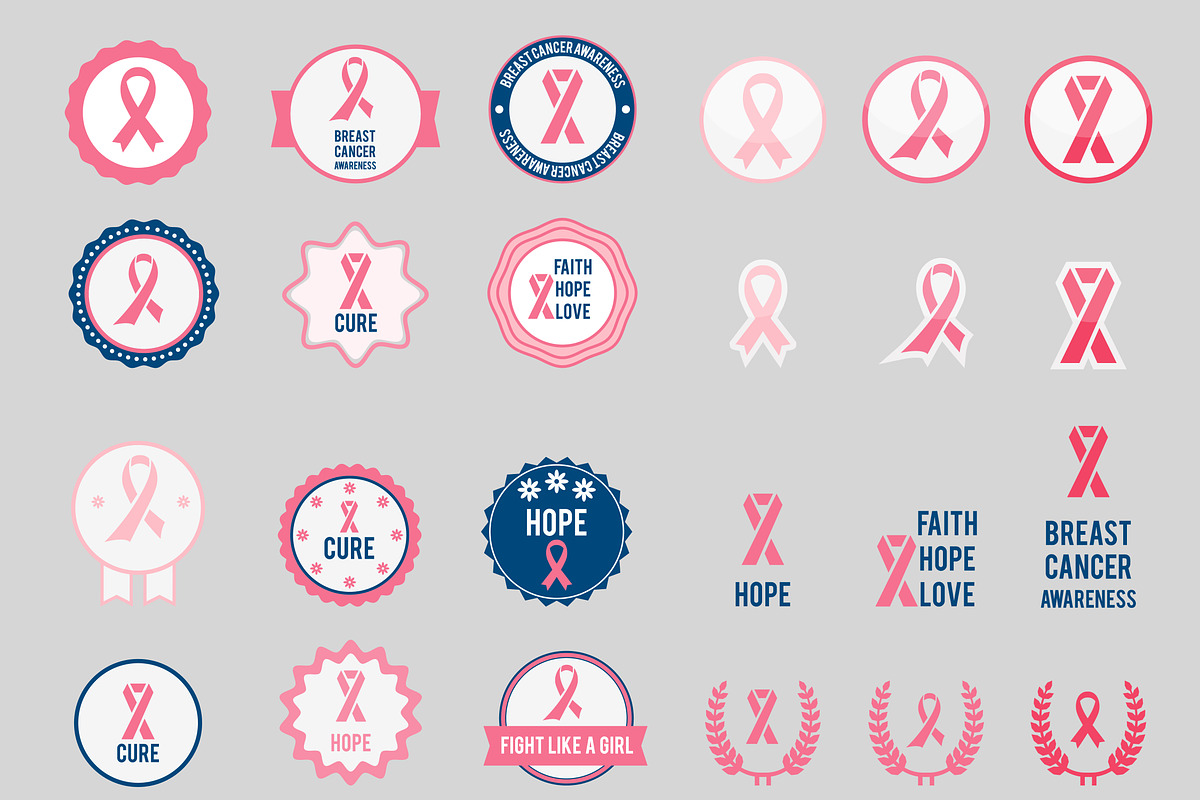Breast cancer set of stickers in Graphics - product preview 8