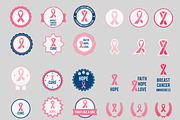 Breast cancer set of stickers