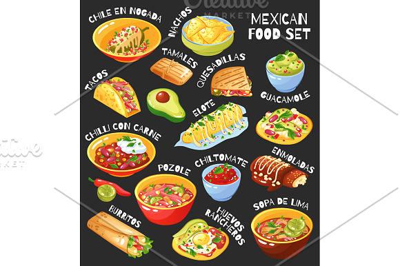 Mexican Food Set in Illustrations - product preview 3
