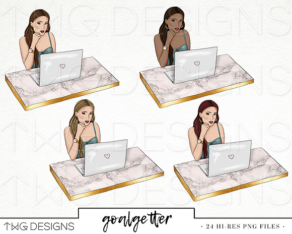 Boss Babe Fashion Girl Clip Art in Illustrations - product preview 2