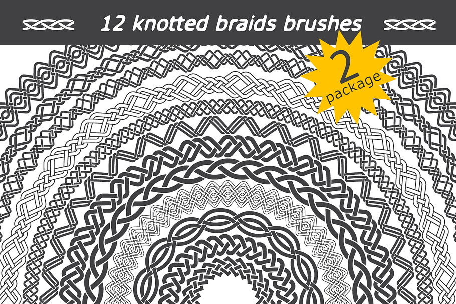 12 knotted braids brushes. Package 2 in Photoshop Brushes - product preview 8