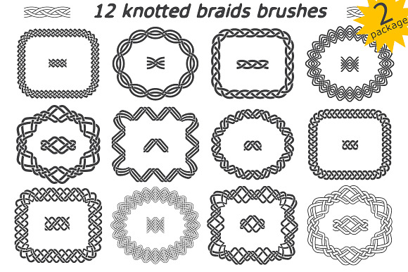 12 knotted braids brushes. Package 2 in Photoshop Brushes - product preview 1