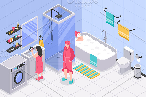 Bathroom Isometric Set in Illustrations - product preview 2